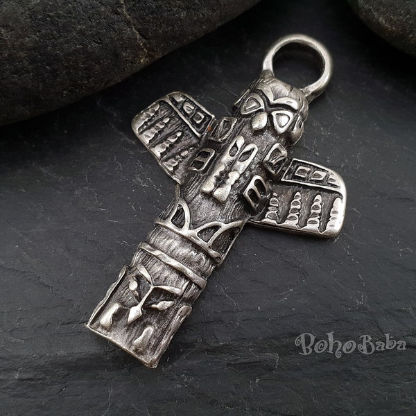 Silver Totem Pole Pendant, Silver Totem Charm, Indian Totem Pole Charms, Native American Indian, Totem Pole Charm, Silver Jewelry