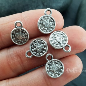 12 Pc, Mini Coin Charms, Antique Silver Coins, Mini Coin Charms, Turkish Jewelry, Rustic Coins, Coin Pendants, Coin Findings, Coin Charms