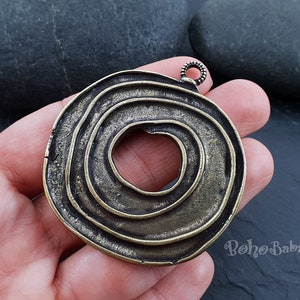 Großer Bronze Creolen Anhänger, Tribal Boho Schmuck, 1 Stück