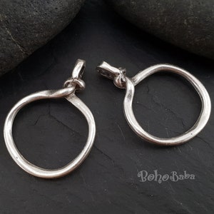 Circle Pendant, Silver Hoop Pendant, Loop Connector, Twisted Circle Ring, Large Closed Ring, Large Loop Pendant, Large Earring Hoop, 2Pc