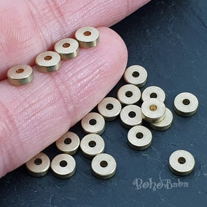 Tiny Brass Beads, Solid Brass Beads, Industrial Disc Beads, Brass Spacer Beads, Raw Brass Round Beads, Spacer Beads, Brass Findings, 20 Pc