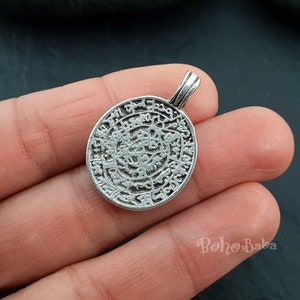 Zilveren Griekse muntbedel, Griekse Phaistos schijfhanger, groot zilveren medaillon, 1 st