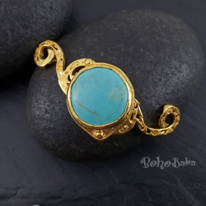 Gold Plated Turquoise Bracelet, Turquoise Connector, Gold Bracelet, Turquoise Bracelet, Ethnic Jewelry, Bohemian Jewelry, Turquoise Jewelry