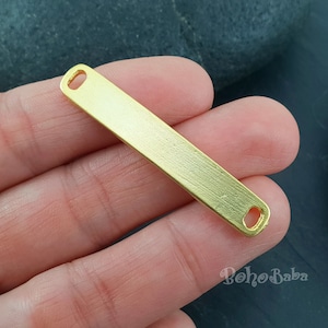 Gold Bar Connector, Bracelet Blanks, Bracelet Connector, Flat Bar Connector, Jewelry Supplies, Gold Bar Findings, Gold Bracelet Bar, 1 Pc