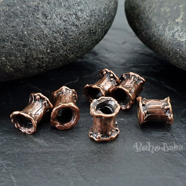 Copper Spacer Beads, Tubular Beads, Copper Plated Beads, Tube Beads, Jewelry Spacers, Bead Spacers, Spacer Beads, Barrel Spacer Beads, 6 Pc