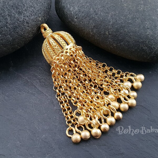 Gold Tassel Necklace Etsy