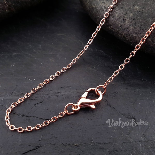 Rose Gold Chain with Lobster Clasp, Finished Necklace, Dainty Necklace, Finished Chains, Ready To Wear Necklace, Rose Gold Plated Chain