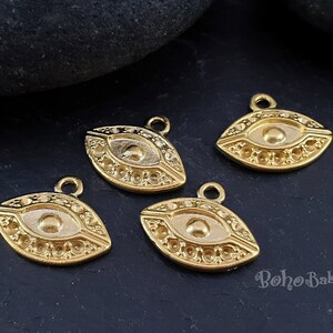 Amuletos de mal de ojo de oro, colgante de mal de ojo, hallazgos de mal de ojo de oro, 2 piezas