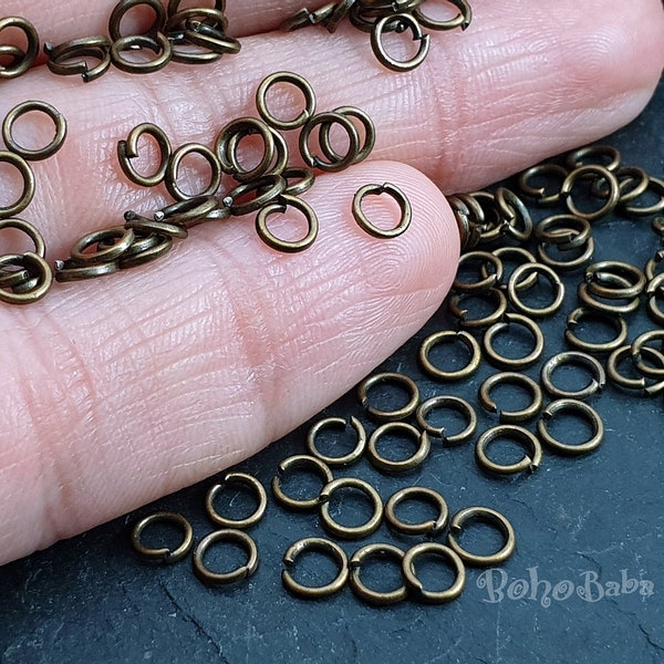 4mm Bronze Jump Rings, Bronze Plated Brass Jump Rings, Bronze Jumpring, Open Jump Ring, Bronze Plated Jewelry Finding, 100pc