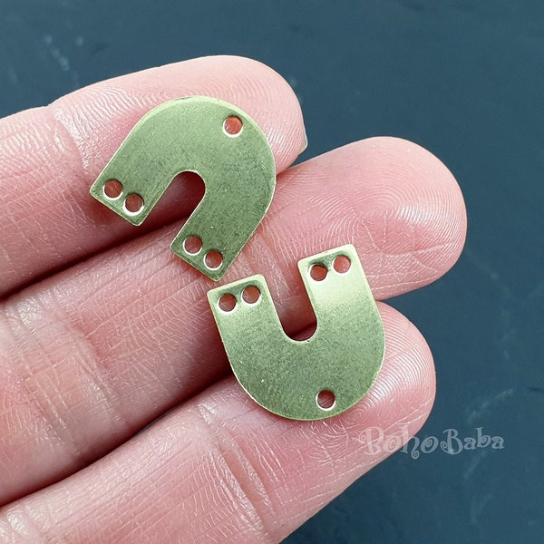 Brass U Charms, U Shape Connectors, Raw Brass Earring Charms, Multi Strand Blanks, 8 Pc