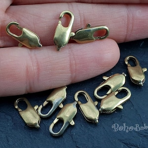 Brass Parrot Clasps, Brass Lobster Clasps, Trigger Clasp, 14x6mm, Raw Brass Jewelry Finding, Jewelry Components, Lobster Claw Clasps