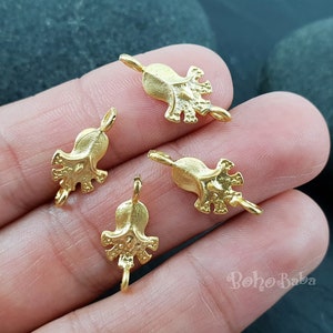 Gold Flower Charms, Mini Gold Flower, Mini Flower Connectors, Flower Dangles, Bracelet Findings, Gold Jewelry, Flower Bracelet, 6 Pc,