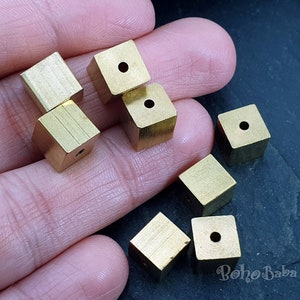 Large Cube Beads, Brass Beads, Brass Cube Beads, Raw Brass Cube Spacer Beads, Solid Brass Cubes, Brass Findings, Brass Spacers, 4 Pc