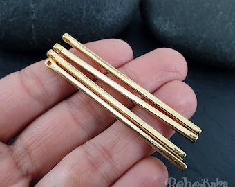 Gold Bar Charms Gold Rod Charm, Bar Jewelry Findings, Bar Dangle Charms, 2 Pc