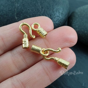 Gold Toggle Clasps, Gold Cord End Clasp, Mini Toggle Clasps, Gold Necklace Clasp, 2 Sets