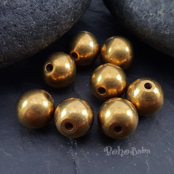 Boules en laiton massif, 10 mm, Bijoux en laiton brut, Perles intercalaires pour boules, Perles lourdes, Boules en laiton brut, Apprêts en laiton, Intercalaires en laiton, 4 pièces