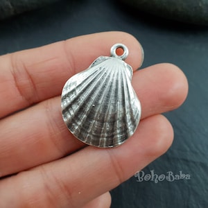 Muschel Charms, silber Muschel Charms, Silber Meerjungfrau Muschel Charms, Muschel Charms, 2Pc