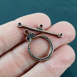 Copper Toggle Clasps, Toggle Clasp Set, Copper Plated, Copper Loop Clasp, Tibetan Clasp, Necklace Clasp, Ring T-Bar, Clasp Findings, 2 Set