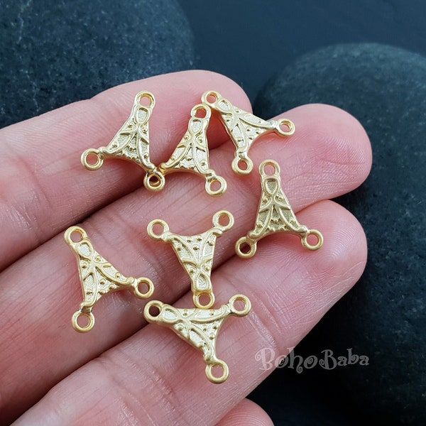 Gold Plated Multi Strand Connectors, Necklace Connector, Earring Findings, Multi Link Connectors, Strand Reducers, 8 Pc