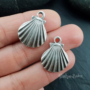 Silberne Muschel-Charms, Muschel-Charms, Meerjungfrau-Muschel-Charm, 3 Stk