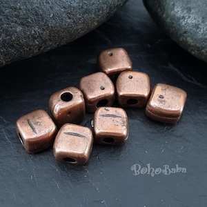 Copper Cube Beads, Copper Rectangle Beads, Geometric Jewelry Findings, Cube Spacer Beads, 8 Pc