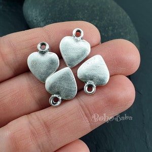 Antique Silver Plated Heart Charms, Mini Heart Charms, Love Heart Pendant, 5 Pc