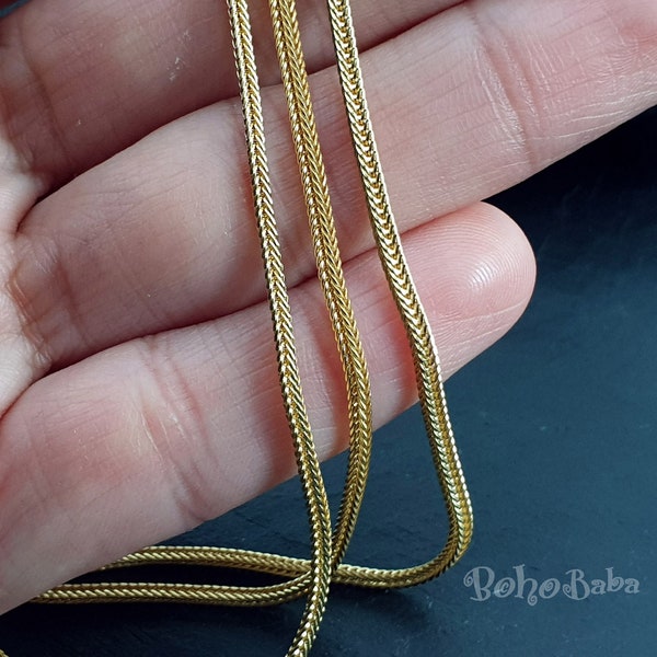 Foxtail Chain, Gold Plated Chain, Necklace Chain, Bracelet Chain, Gold Chain, Snake Chain, Dainty Gold Chain, 1 Meter, Jewelry Supplies