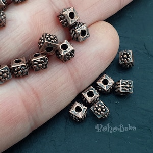 Copper Cube Beads, Copper Spacer Beads, Tribal Spacer Beads, Square Spacer Beads, Geometric Jewelry, Copper Jewelry Findings, 20Pc