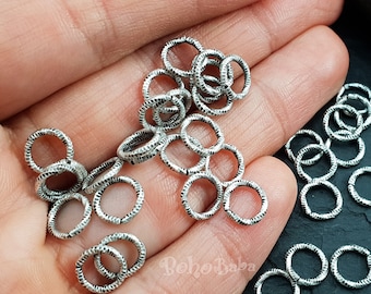 Anneaux de saut en argent, grand anneau ouvert, anneaux de cerceau torsadés, pendentif cercle, cerceau en argent, connecteur de boucle, anneaux en argent de 8 mm, 25 Pc