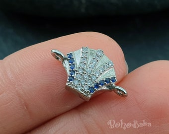 Silber Muschel Charms, Muschel Stecker pflastern, Jakobsmuschel Charm, Micro Pave Armband Stecker Zubehör, Zirkonia Zubehör