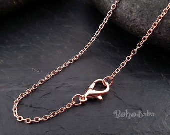 Rose Gold Chain with Lobster Clasp, Finished Necklace, Dainty Necklace, Finished Chains, Ready To Wear Necklace, Rose Gold Plated Chain