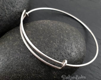 Adjustable Antique Silver Plated Bangle Bracelet Blank (70mm)