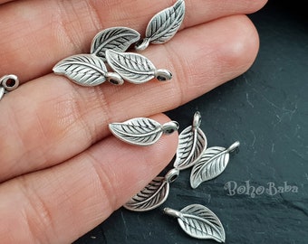 100pcs mini leaf charms silver tone mini leaf charms pendants 6x16mm