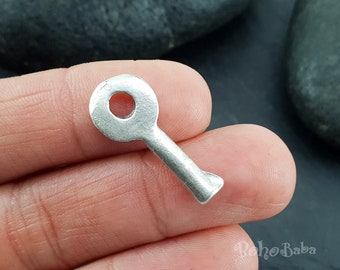 Antique Silver Plated Mini Key Charms, 4 Pc