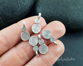 Silver Spiral Charms, Mini Swirl Charms, Silver Earring Drop Charms, UK Supplies, 12 pc