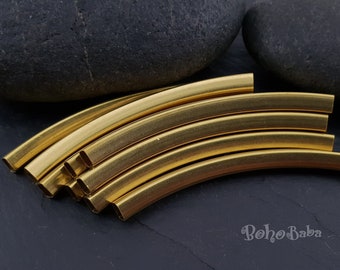 Tubos curvos de latón crudo, tubo cuadrado curvo, fornitura de gargantilla geométrica, barra de tubo, tubos de latón crudo curvos cuadrados, fornituras de latón crudo, 4 piezas