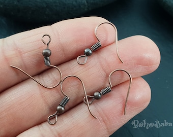Copper Plated Earring Hooks, Copper Earring Blanks, Copper Fish Hook Ear Wires, Thin Hook Earrings, 20 Pc