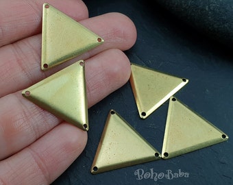Raw Brass Triangle Connectors, 3-Hole Geometric Jewelry (15 pc, 22mm)