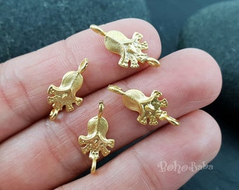 Gold Flower Charms, Mini Gold Flower, Mini Flower Connectors, Flower Dangles, Bracelet Findings, Gold Jewelry, Flower Bracelet, 6 Pc,