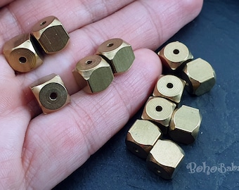 Solid Brass Cube Beads, Brass Beads, Large Cube Beads, Raw Brass Cube Spacer Beads, Brass Findings, Metal Beads, Brass Spacers, 4 Pc