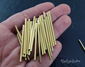 2mm Brass Tubes, Brass Tube Beads, Spacer Tube, Raw Brass Tubes, 40mm, Plain Tube Beads, Tube Bead Spacers, Brass Jewelry Findings, 30 Pc