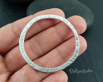 Colgante de aro de plata, colgante circular, eslabón circular, conector de bucle, anillo cerrado grande, bucle grande, círculo de plata, colgante de bucle, aros para pendientes