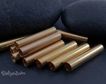 Large Tube Beads, Spacer Tubes, (7x35mm), Raw Brass Tubes, Plain Tube Bead, Tube Bead Spacers, Jewelry Supplies, Brass Findings, 8 Pc