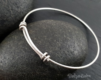 Adjustable Silver Bangle, Antique Silver Plated Bangle Bracelet, Bangle Blanks, Charm Bracelet, Brass Jewelry Findings, 1Pc