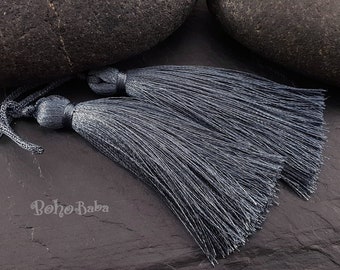 Gray Silk Tassel, Thread Tassel Findings, Tassel Necklace, Jewelry Supplies, Tassel Jewelry, 2pc