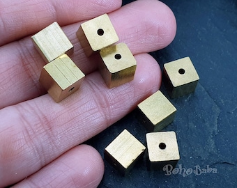 Large Cube Beads, Brass Beads, Brass Cube Beads, Raw Brass Cube Spacer Beads, Solid Brass Cubes, Brass Findings, Brass Spacers, 4 Pc