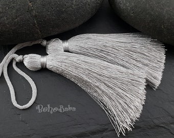 Light Gray Tassel, Silk Tassel, Thread Tassel, Tassel Findings, Tassel Necklace, Jewelry Supplies, Tassel Jewelry, 2pc