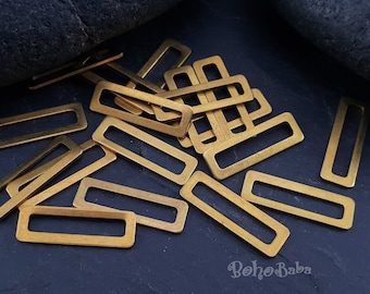 Raw Brass Rectangle Connectors, Rectangle Charms, Geometric Jewelry, Rectangle Connector Findings, 30 Pc