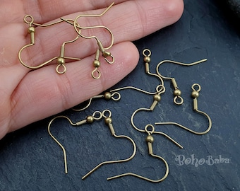 Raw Brass Earring Hooks, Brass Hook Earrings, Brass Earring Blanks, Fish Hook Ear Wires, Brass Ear Wire, Thin Hook Earrings, 50 Pc