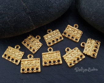 Gold Connectors, Multi Strand Connectors, Earring Connector, Jewellery Components, Multi Link Connectors, Strand Reducer, Gold Jewelry, 4pc